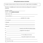 Sentences Worksheets  Simple Sentences Worksheets In Complete Sentence Worksheets