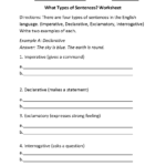 Sentences Worksheets  Types Of Sentences Worksheets With Kinds Of Sentences Worksheet