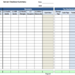 Server Checkout Summary Or Waitress Budget Worksheet