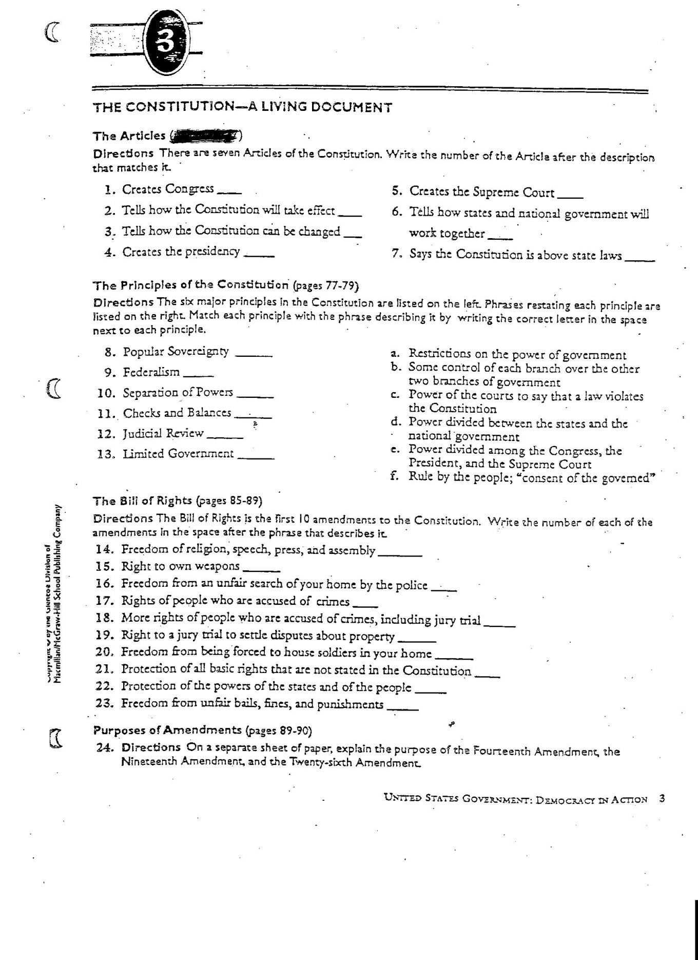 Seven Principles Of Government Worksheet Answers  Briefencounters Intended For Seven Principles Of Government Worksheet Answers