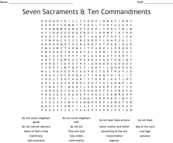 Seven Sacraments Worksheet — excelguider.com