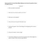Shakespeare Sonnets Worksheet In Introduction To William Shakespeare Worksheet