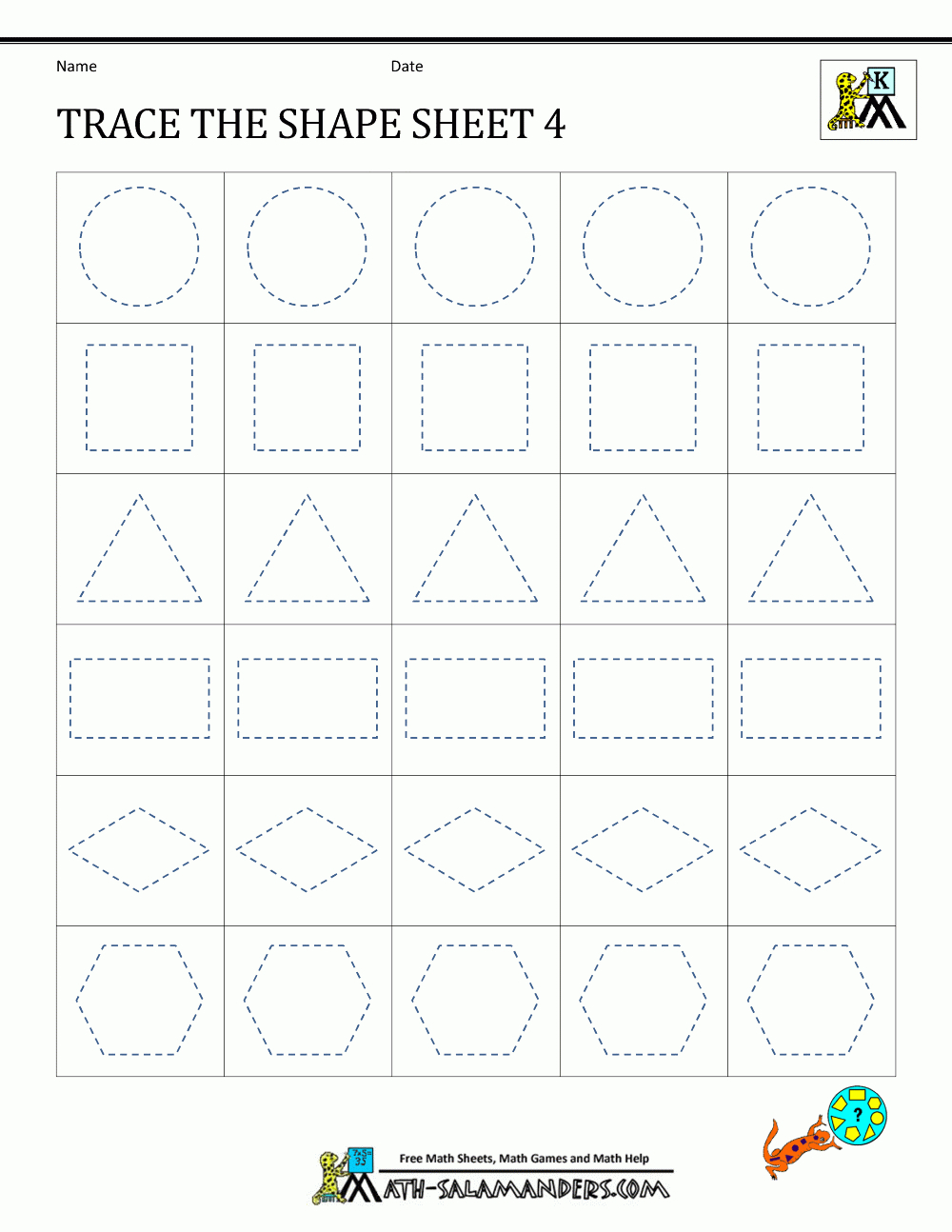 Shape Tracing Worksheets Kindergarten In Tracing Worksheets For Kindergarten