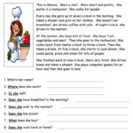 Sharon The Chef  Reading Comprehension Worksheet  Free Esl For Esl Reading Comprehension Worksheets