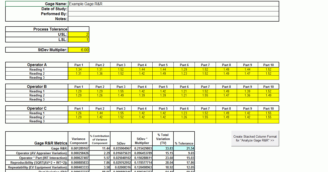 Sigmaxl  Measurement System Analysis Templates Inside Gage Rr Worksheet