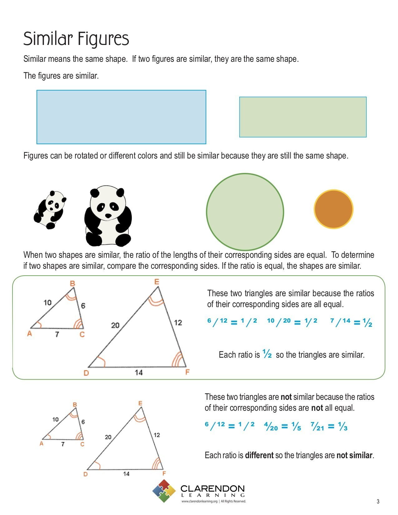 Similar And Congruent Figures Lesson Plan  Clarendon Learning For Similar And Congruent Figures Worksheet
