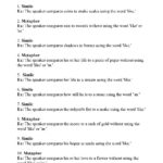 Simile And Metaphor Worksheet 3  Answers With Regard To Metaphor Worksheets Pdf