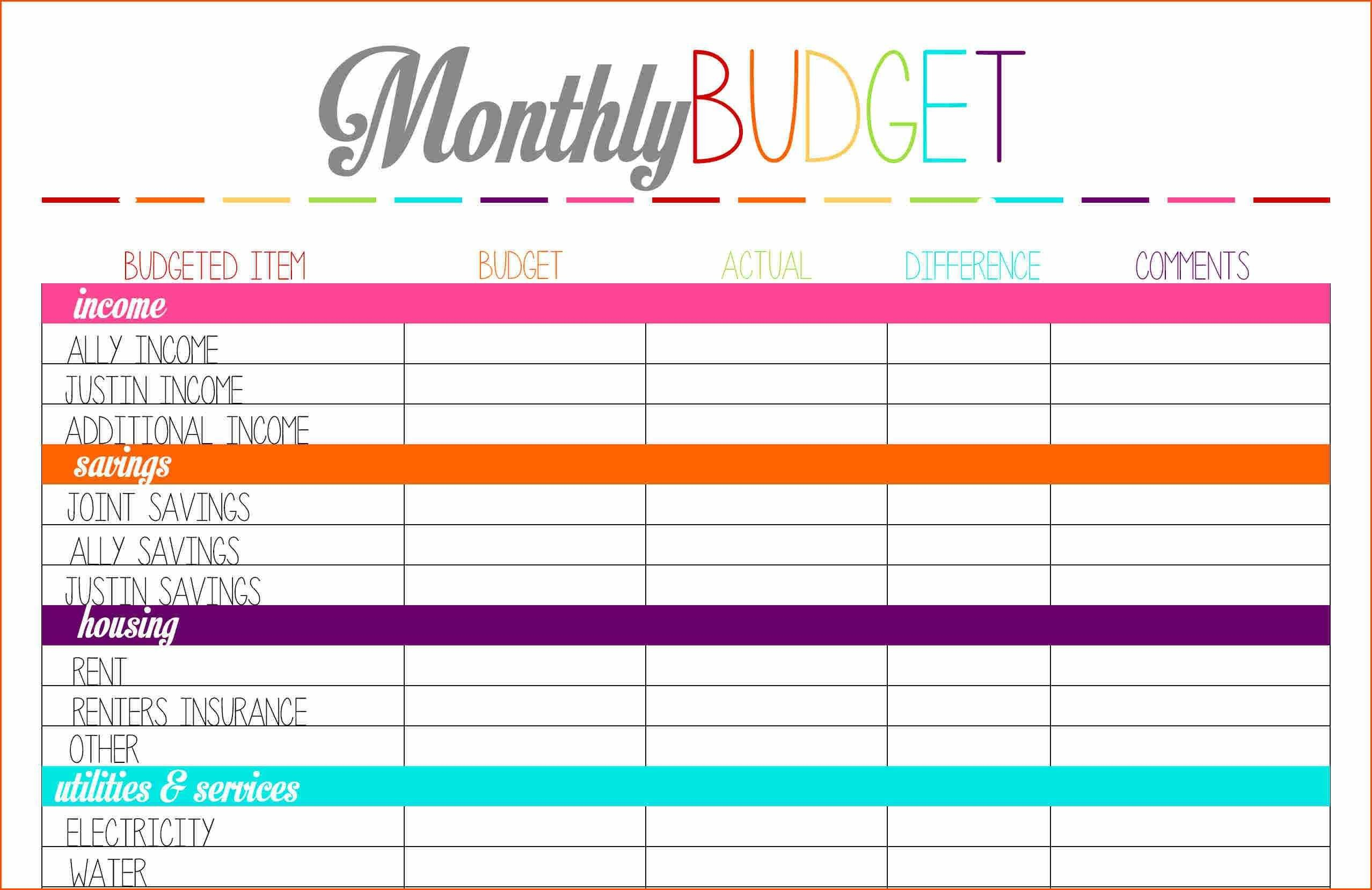 Simple Monthly Budget Spreadsheet Eet For Young Adults Personal Pdf Together With Basic Budget Worksheet For Young Adults