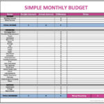 Simple Monthly Budget Spreadsheet Form Household Basic  Smorad Inside Monthly Budget Worksheet Printable