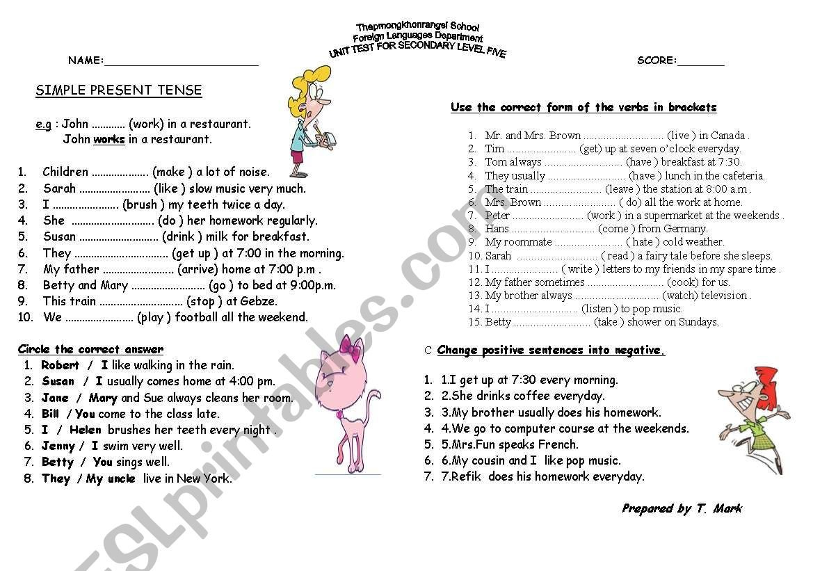 Simple Present Tense Worksheet  Esl Worksheetsonidoesl Throughout Simple Present Tense Worksheets
