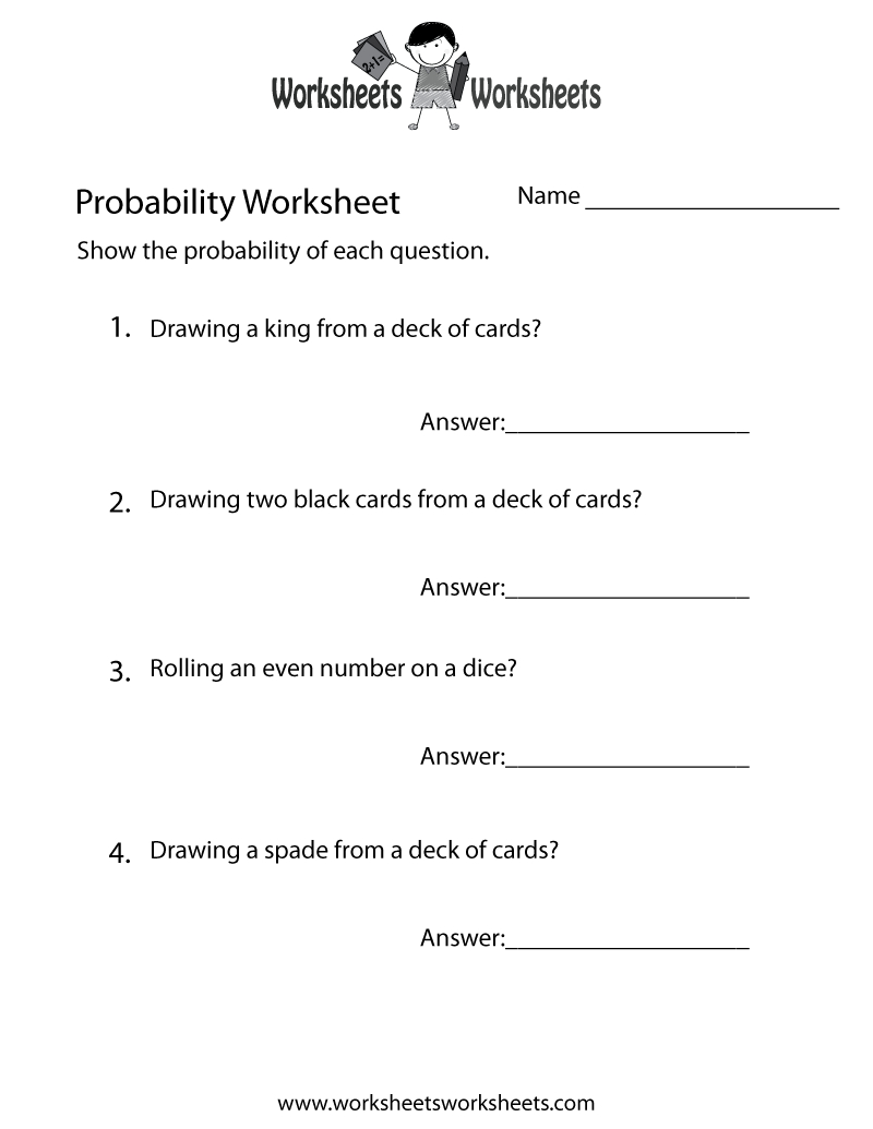 Simple Probability Worksheet  Free Printable Educational Worksheet Together With 7Th Grade Probability Worksheets