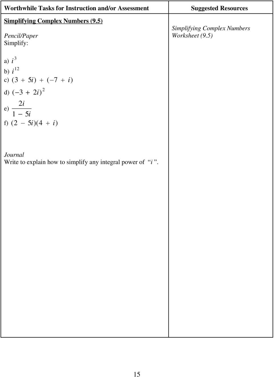 Simplifying Complex Numbers Worksheet  Yooob Also Simplifying Complex Numbers Worksheet