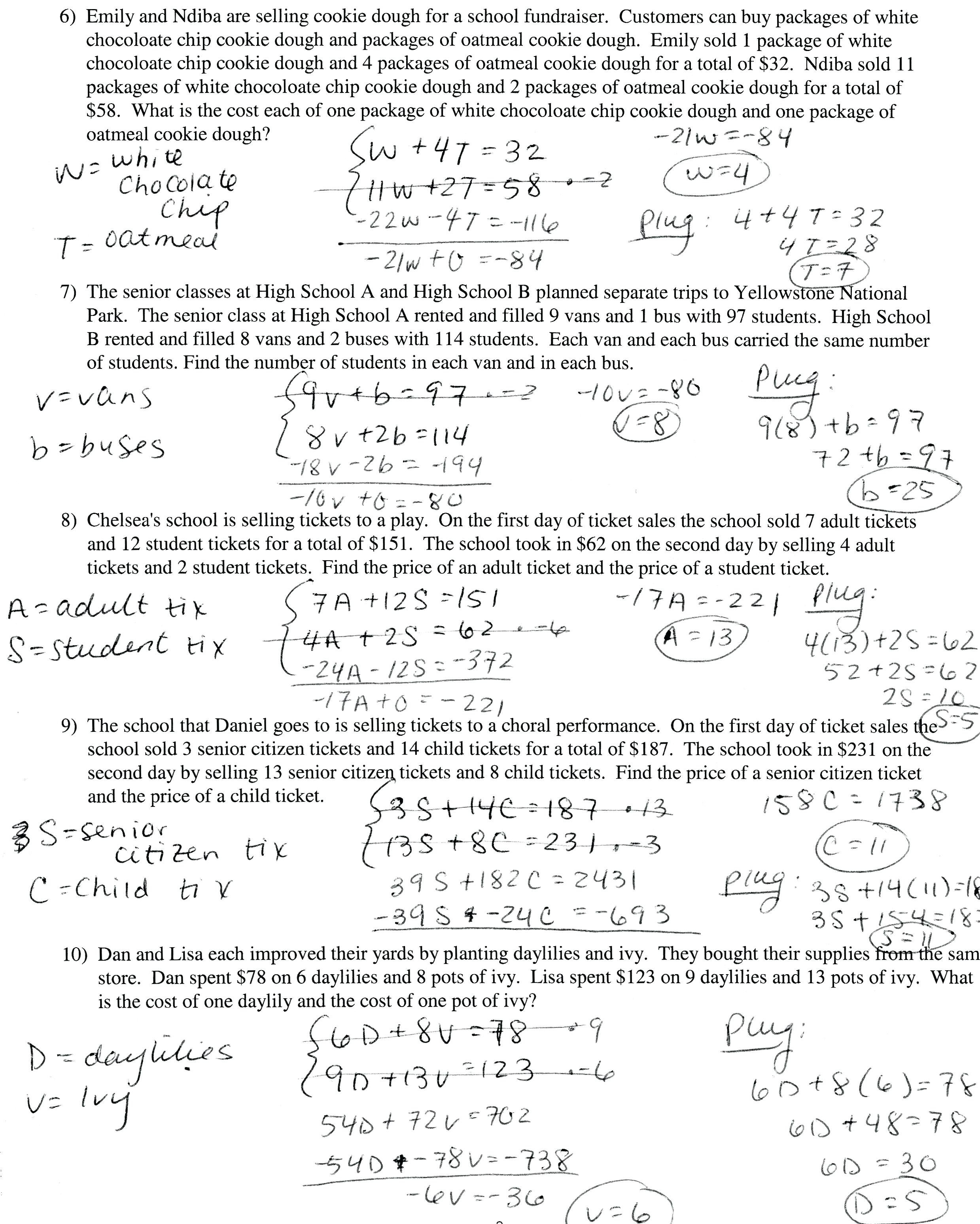 Simultaneous Equation Word Problem Math – Ewbaseballclub Also Substitution And Elimination Word Problems Worksheet