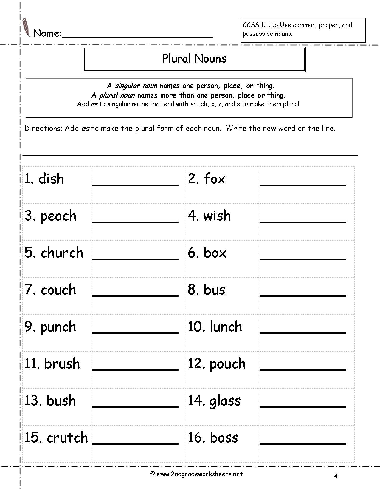 Singular And Plural Nouns Worksheets And Nouns Worksheet 3Rd Grade