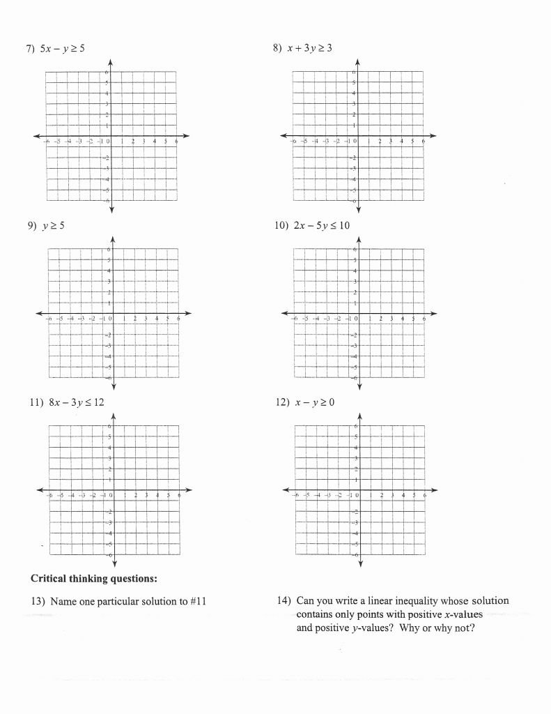 Sketch The Graph Of Each Linear Inequality Worksheet Answers At Intended For Systems Of Linear Inequalities Worksheet