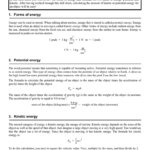 Skill Sheet 103 Potential And Kinetic Energy With Regard To Potential And Kinetic Energy Worksheet Answer Key