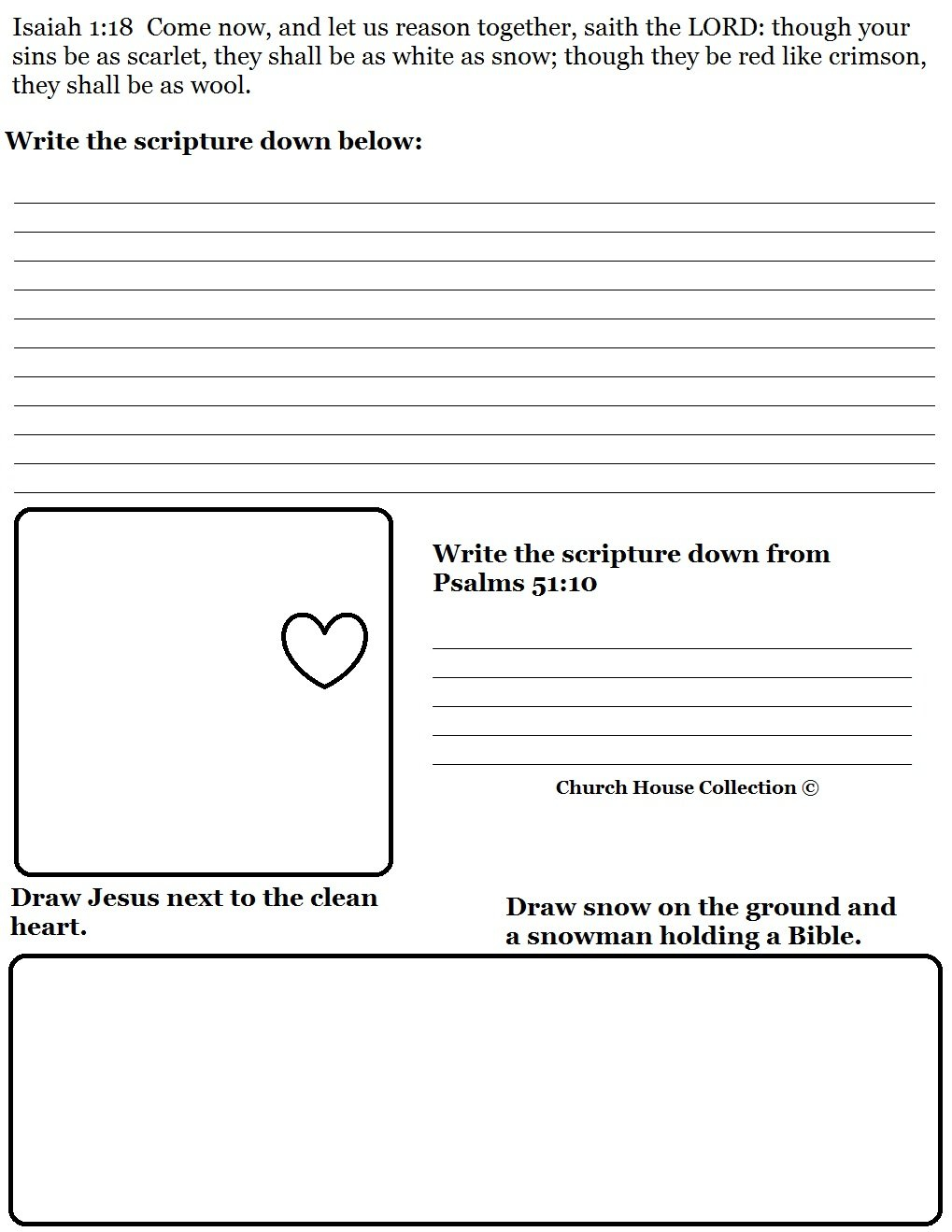 Snowman Sunday School Lesson And Free Sunday School Worksheets