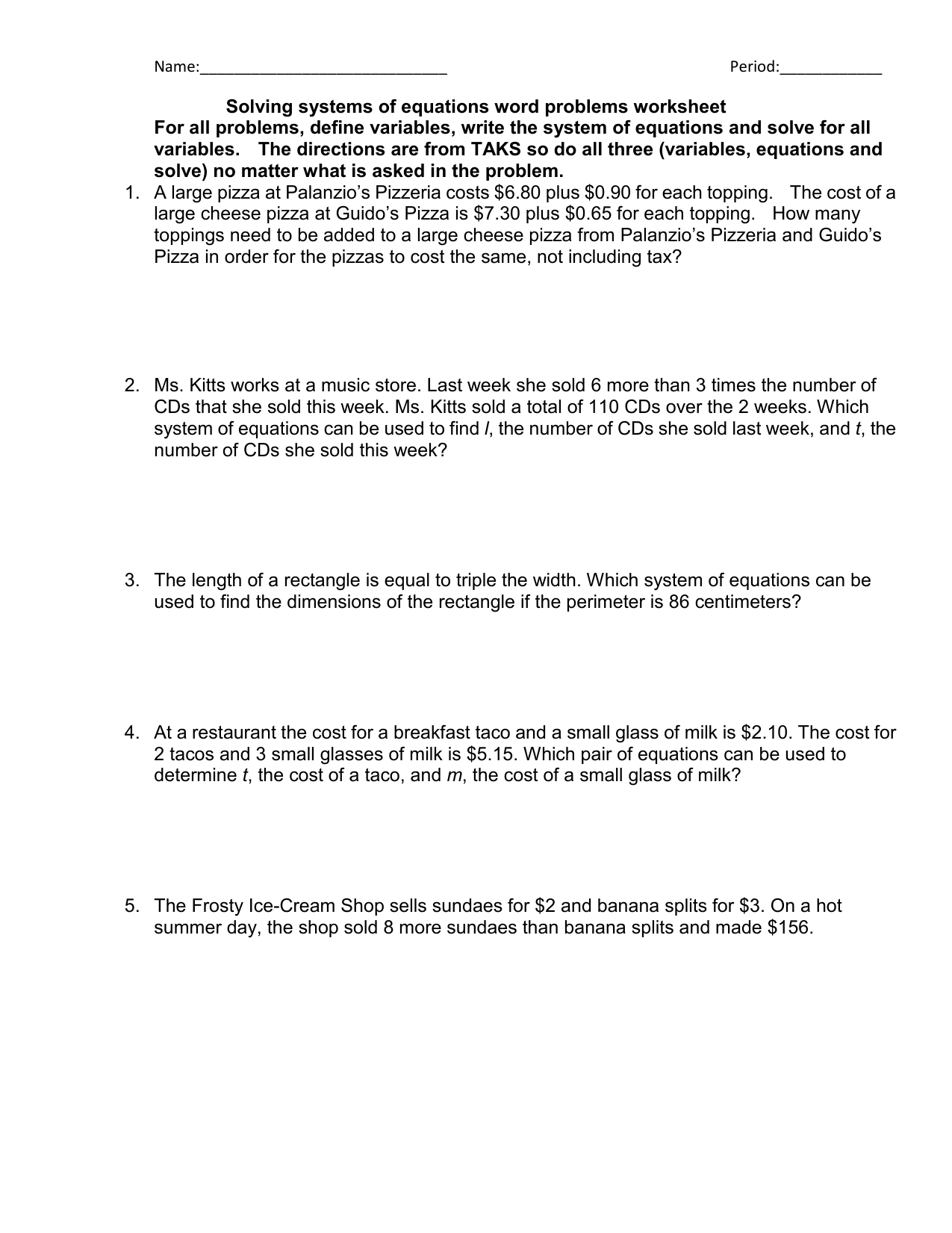 Soe Word Problems Worksheet With Linear Equations Word Problems Worksheet