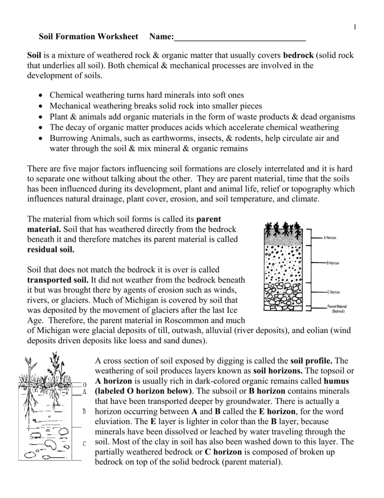 Soil Formation Worksheet Or Soil Formation Worksheet Answers
