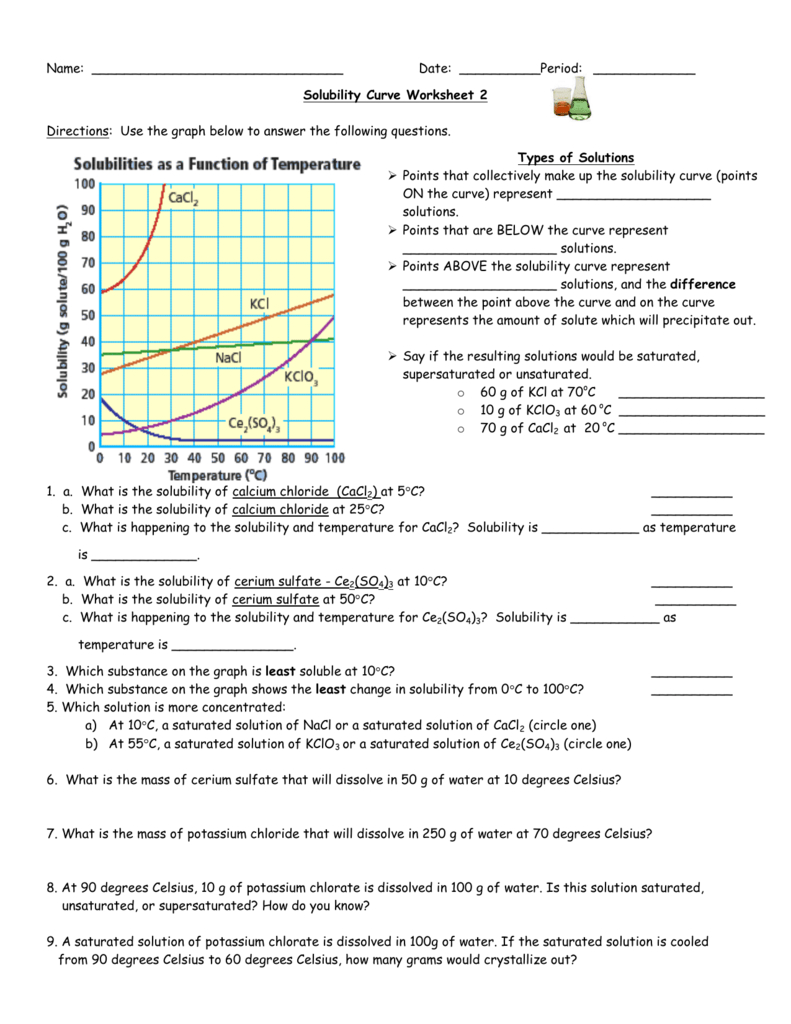Solubility Curve Practice Problems Worksheet 1 For Solubility Curve Practice Problems Worksheet 1 Answers