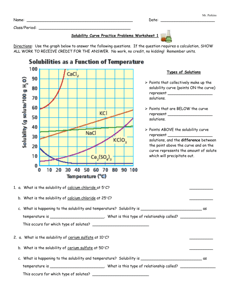 Solubility Curve Practice Problems Worksheet 1 In Solubility Curve Practice Problems Worksheet