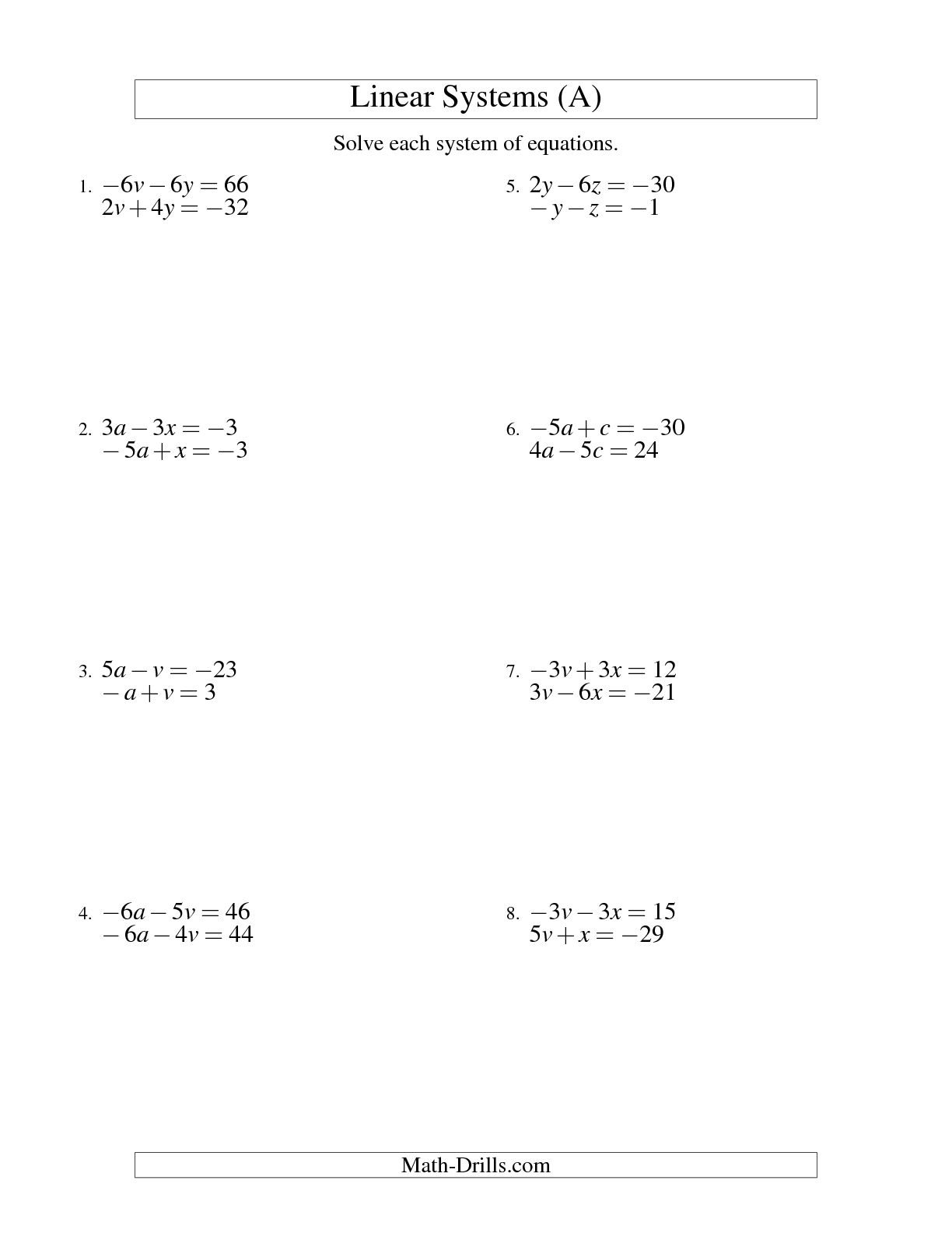 Solve Multistep Equations Math The Multi Step With Fractions Inside Systems Of Equations Worksheet Answers