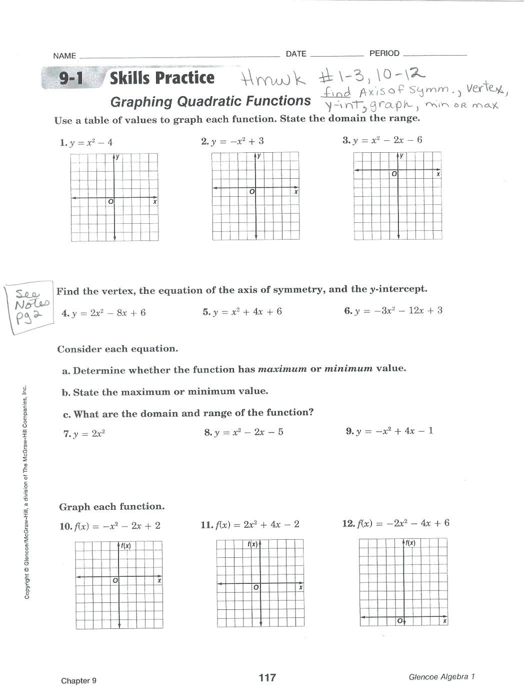 Solve Quadraticsgraphing Math Graph Of Quadratic Function Math Intended For Solving Quadratic Equations By Graphing Worksheet Answers