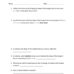 Solved Calculus I Reading Worksheetsection 27 Namedate In Slope Worksheet 2 Answers