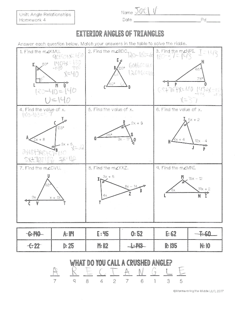 Solved Name Unit Angle Relationships Homework 4 Date Pd Or Angle Relationships Worksheet Answers