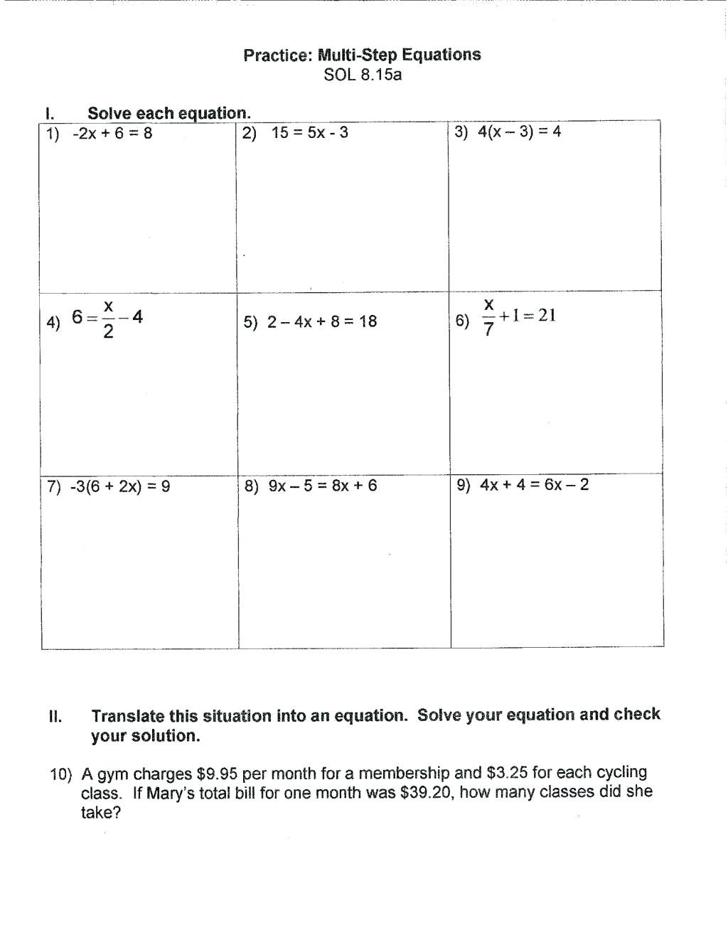 Solving 2 Step Equations Worksheet Math – Upskillclub As Well As Solving 2 Step Equations Worksheet