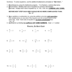 Solving Equations Involving Fractions Along With Distributive Property Combining Like Terms Worksheet