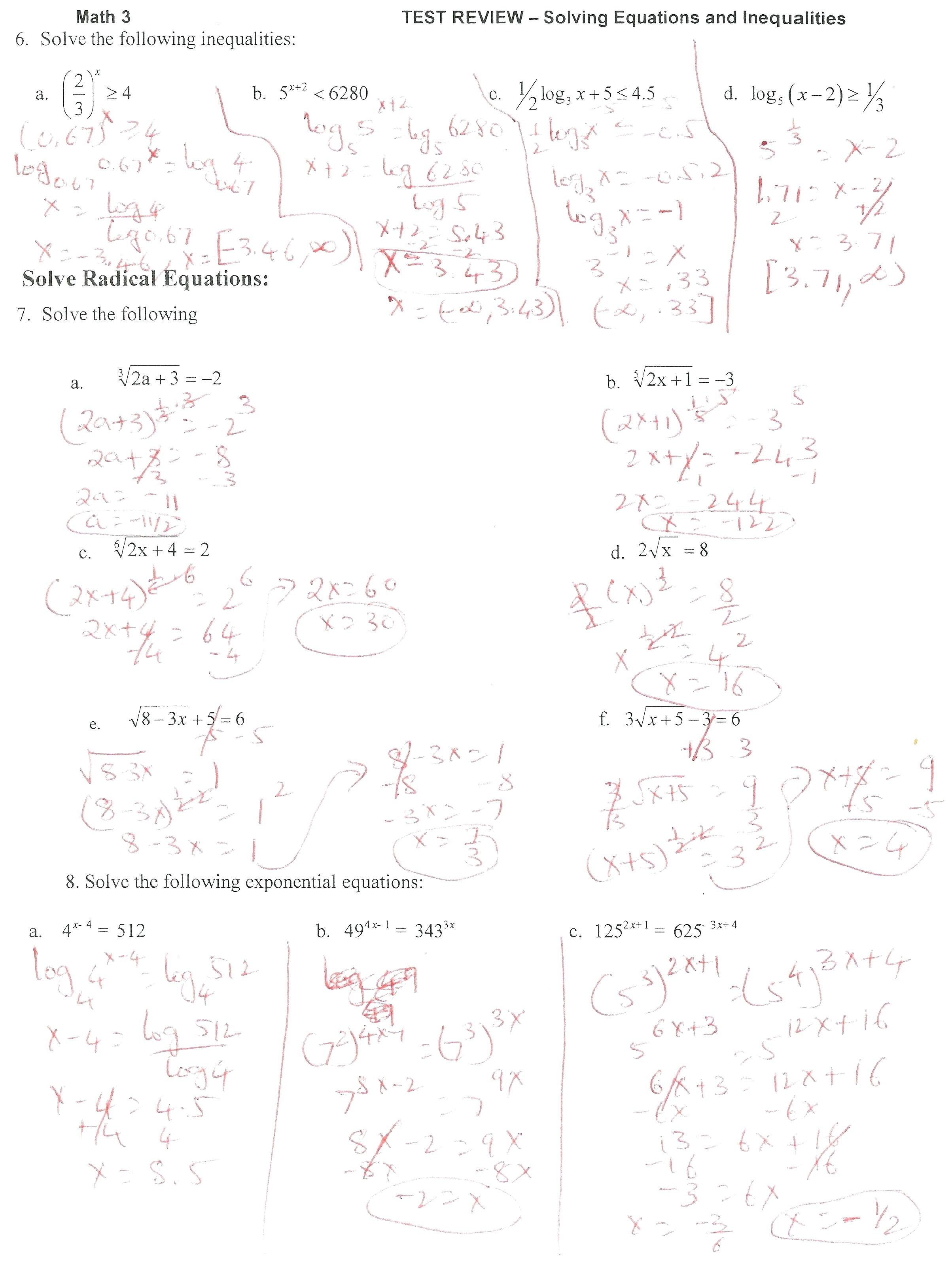 Solving Exponential Math Id Solving Exponential Equations Without With Solving Exponential Equations Worksheet