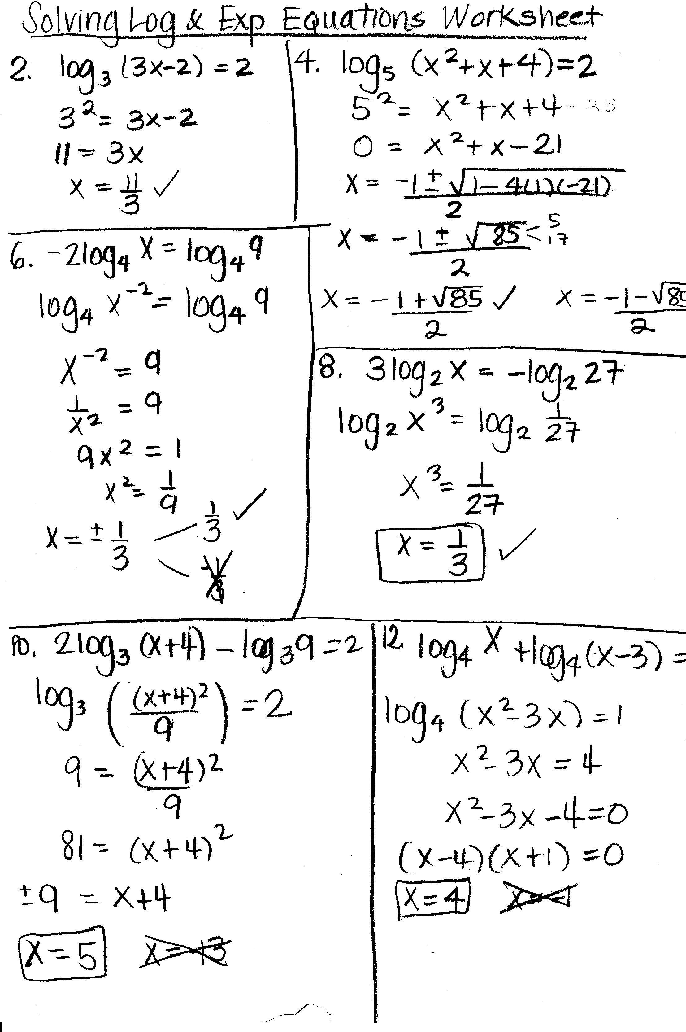 Solving Logarithmic Equations Worksheet  Yooob As Well As Solving Logarithmic Equations Worksheet