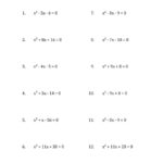 Solving Quadratic Equations For X With 'a' Coefficients Of 1 With Quadratic Equation Worksheet