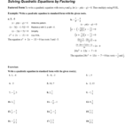 Solving Quadratic Equationsfactoring Along With Solving Quadratic Equations By Factoring Worksheet