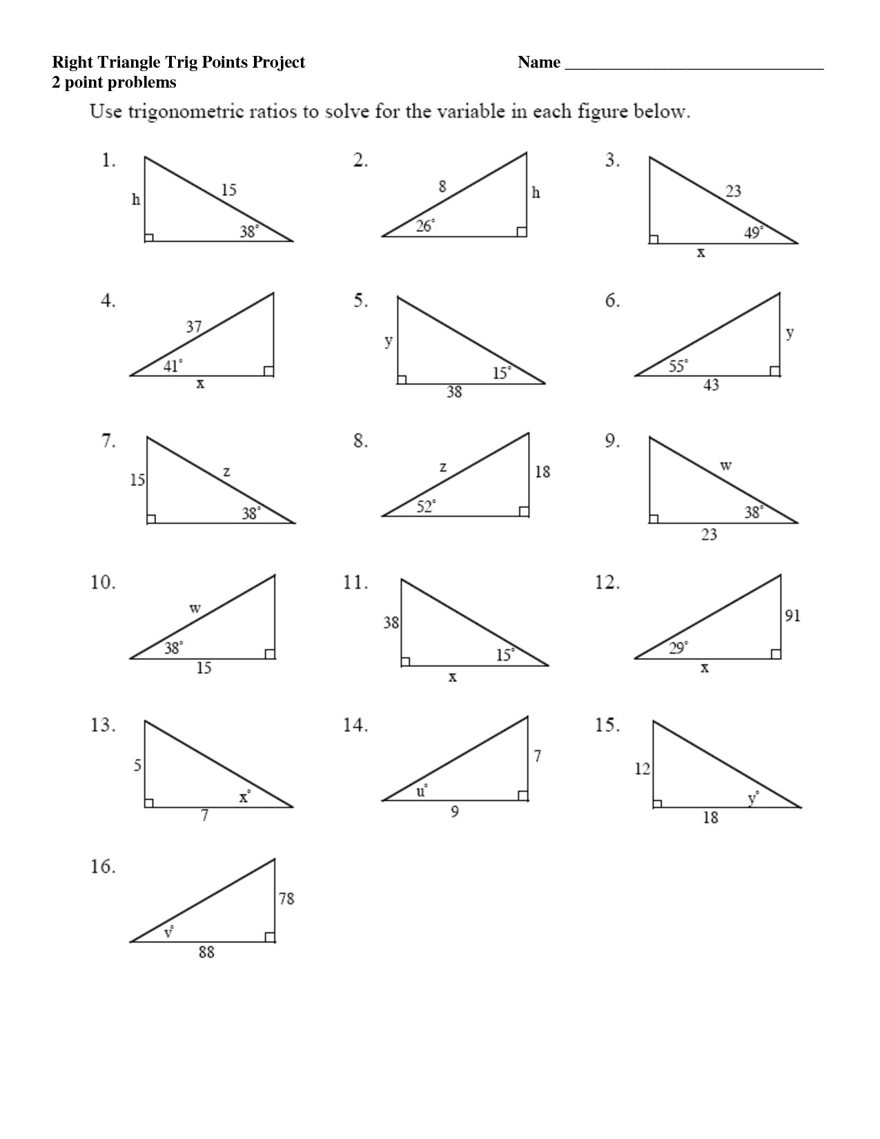 Solving Right Triangles Worksheet Math Worksheets Grade 4 Coping Together With Right Triangle Trigonometry Worksheet Answers