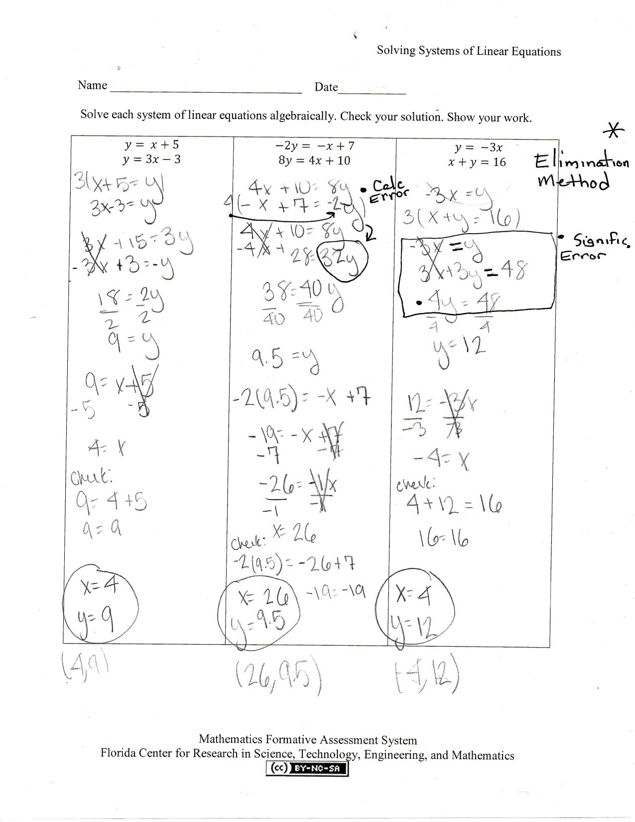 Solving Systems Of Linear Equations Students Are Asked To Solve For Solving Systems Of Equations Algebraically Worksheet