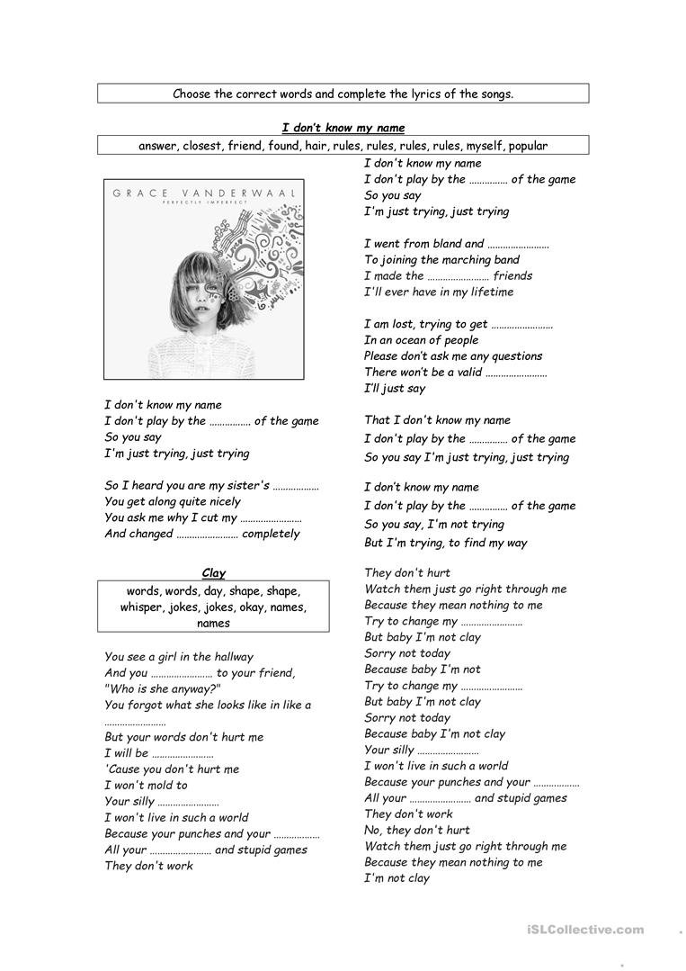 Songs  Antibullying Worksheet  Free Esl Printable Worksheets Made And Anti Bullying Worksheets