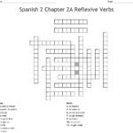 Spanish 2 Chapter 2A Reflexive Verbs Crossword  Wordmint For Spanish Reflexive Verbs Worksheet Pdf