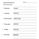 Spanish Days Of The Week Worksheet  Free Printable Educational With Spanish 2 Worksheets