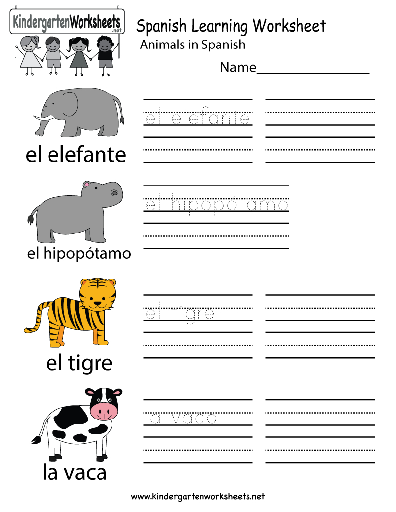 Spanish Learning Worksheet  Free Kindergarten Learning Worksheet For Free Spanish Worksheets
