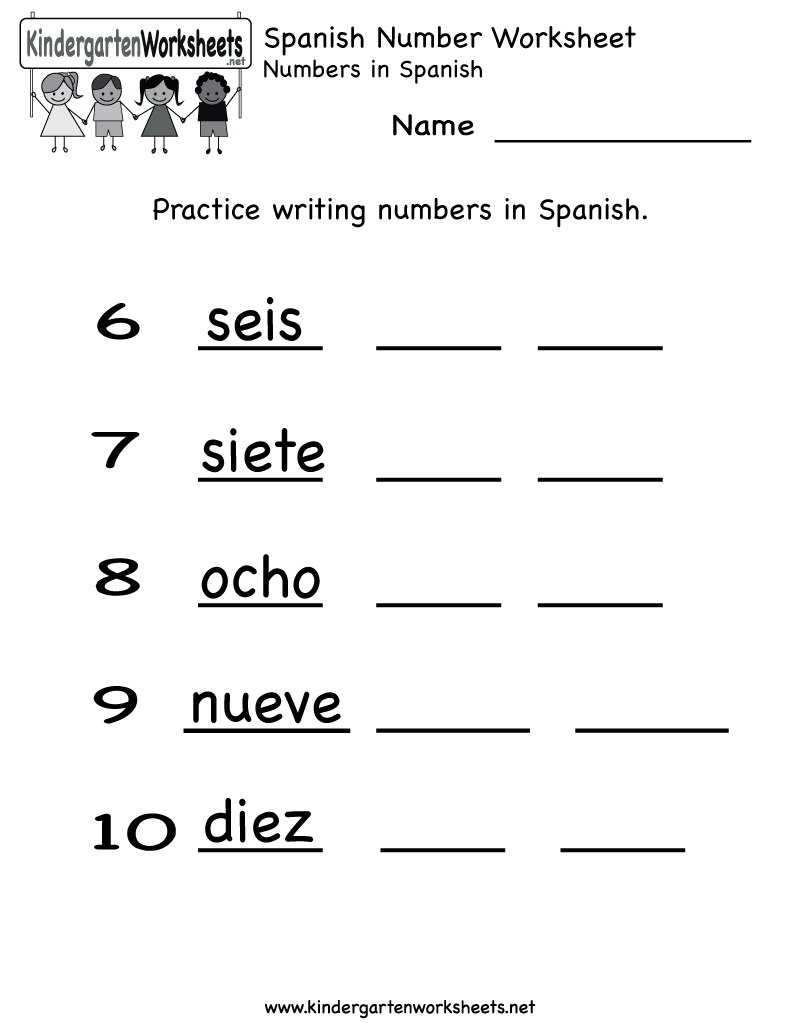 Spanish Number Worksheet  Free Kindergarten Learning Worksheet For Kids Inside Learning Spanish Worksheets