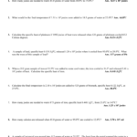 Specific Heat And Energy Calculations Worksheet For Specific Heat Calculations Worksheet