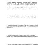 Specific Heat Worksheet And Heat Calculations Worksheet