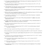 Specific Heat Worksheet Pertaining To Heat Calculations Worksheet