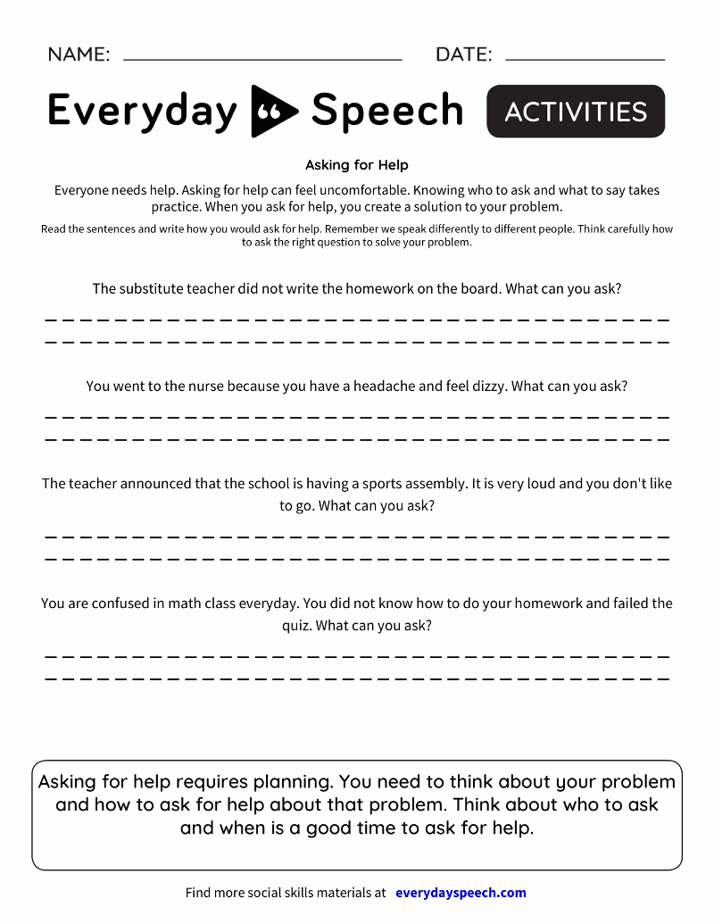 Speech Therapy Worksheet Creator  Everyday Speech  Everyday Speech Inside Couples Therapy Exercises Worksheets