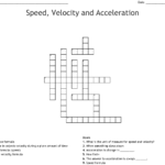 Speed Velocity And Acceleration Crossword  Wordmint Inside Determining Speed Velocity Worksheet Answers