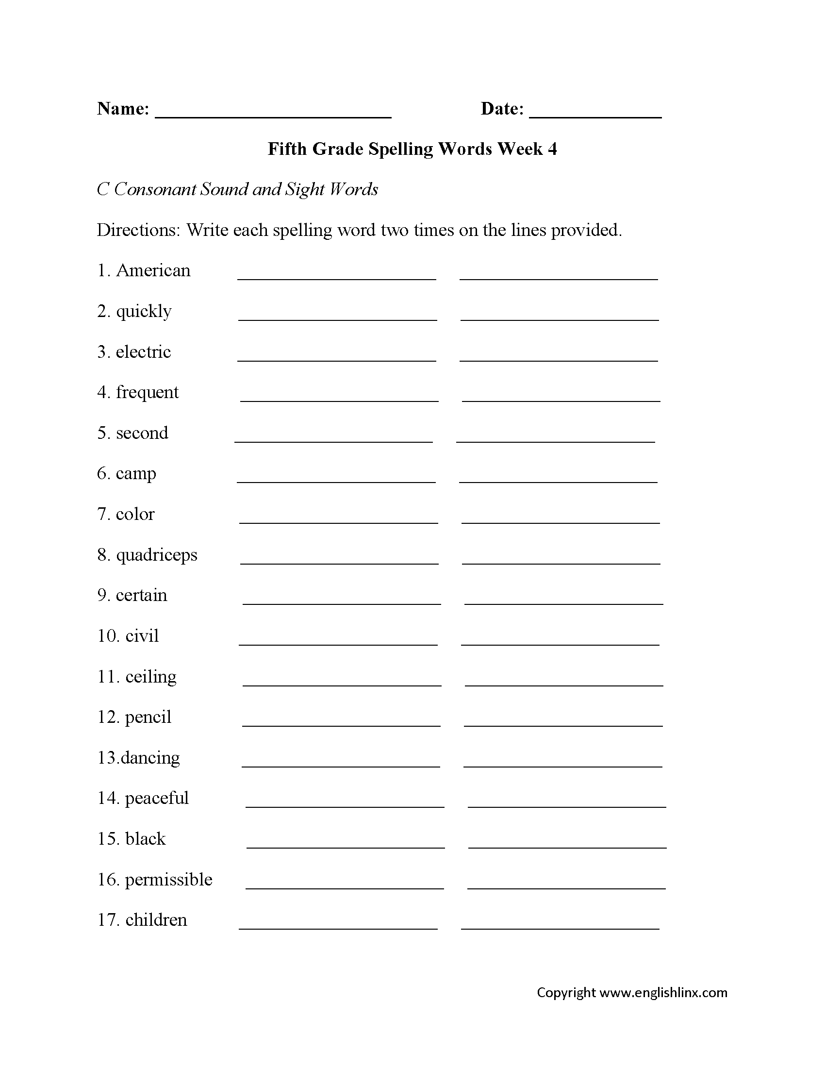 Spelling Worksheets  Fifth Grade Spelling Worksheets Also Spelling Worksheets For Grade 1