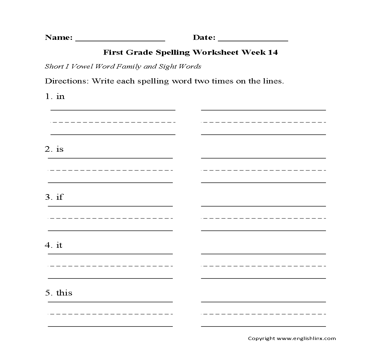 Spelling Worksheets  First Grade Spelling Worksheets In Free First Grade Spelling Worksheets