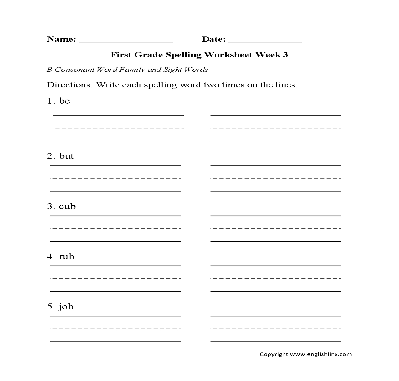 Spelling Worksheets  First Grade Spelling Worksheets Pertaining To Free Printable Spelling Worksheets For Grade 1